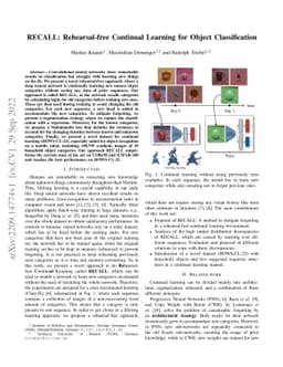 RECALL: Rehearsal-free Continual Learning for Object Classification