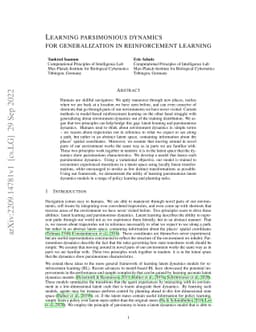 Learning Parsimonious Dynamics for Generalization in Reinforcement
  Learning