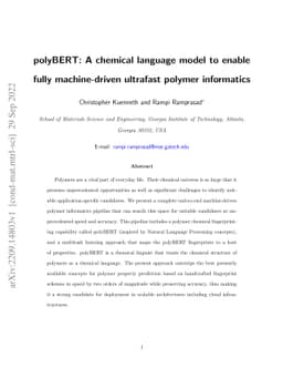 polyBERT: A chemical language model to enable fully machine-driven
  ultrafast polymer informatics