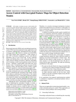 Access Control with Encrypted Feature Maps for Object Detection Models