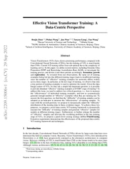 Effective Vision Transformer Training: A Data-Centric Perspective