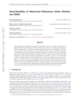 Generalizability of Adversarial Robustness Under Distribution Shifts
