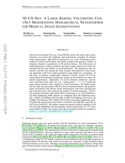 3D UX-Net: A Large Kernel Volumetric ConvNet Modernizing Hierarchical
  Transformer for Medical Image Segmentation
