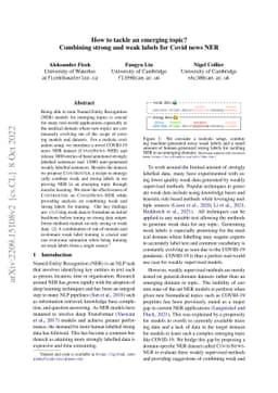 How to tackle an emerging topic? Combining strong and weak labels for
  Covid news NER
