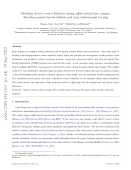 Modeling driver's evasive behavior during safety-critical lane
  changes:Two-dimensional time-to-collision and deep reinforcement learning