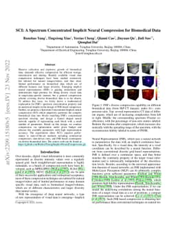 SCI: A Spectrum Concentrated Implicit Neural Compression for Biomedical
  Data