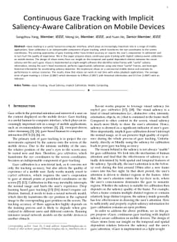 Continuous Gaze Tracking With Implicit Saliency-Aware Calibration on
  Mobile Devices