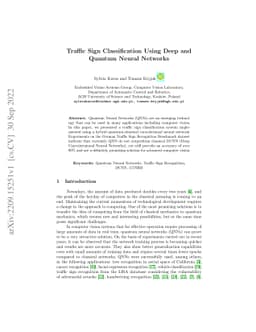 Traffic Sign Classification Using Deep and Quantum Neural Networks