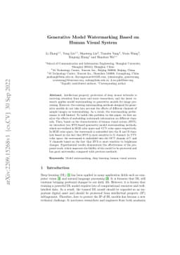 Generative Model Watermarking Based on Human Visual System