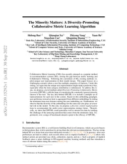 The Minority Matters: A Diversity-Promoting Collaborative Metric
  Learning Algorithm