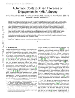 Automatic Context-Driven Inference of Engagement in HMI: A Survey