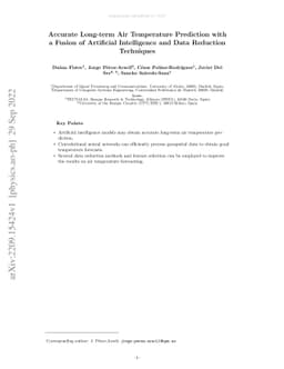 Accurate Long-term Air Temperature Prediction with a Fusion of
  Artificial Intelligence and Data Reduction Techniques
