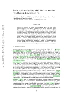 Zero-Shot Retrieval with Search Agents and Hybrid Environments
