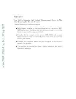 New Metric Formulas that Include Measurement Errors in Machine Learning
  for Natural Sciences