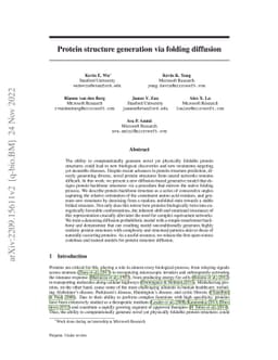 Protein structure generation via folding diffusion