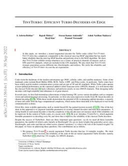 TinyTurbo: Efficient Turbo Decoders on Edge