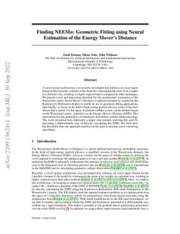 Finding NEEMo: Geometric Fitting using Neural Estimation of the Energy
  Mover's Distance