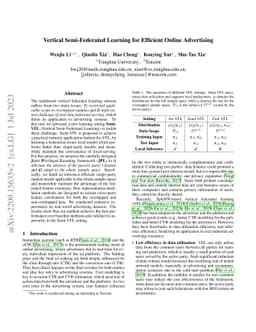 Vertical Semi-Federated Learning for Efficient Online Advertising