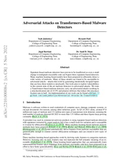 Adversarial Attacks on Transformers-Based Malware Detectors