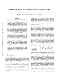 Differentially Private Bias-Term Fine-tuning of Foundation Models
