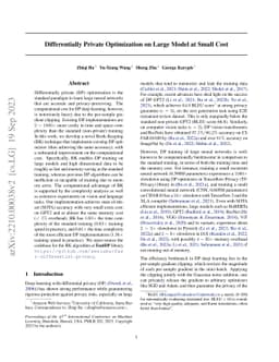 Differentially Private Optimization on Large Model at Small Cost