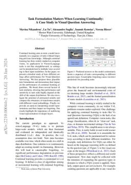 Task Formulation Matters When Learning Continually: A Case Study in
  Visual Question Answering