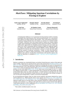 MaskTune: Mitigating Spurious Correlations by Forcing to Explore