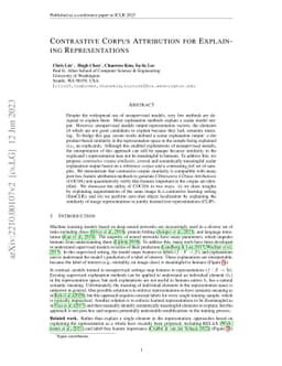 Contrastive Corpus Attribution for Explaining Representations