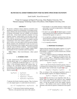 Blind Signal Dereverberation for Machine Speech Recognition