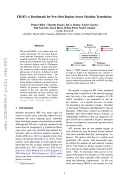 FRMT: A Benchmark for Few-Shot Region-Aware Machine Translation