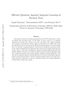 Efficient Quantum Agnostic Improper Learning of Decision Trees