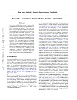 Learning Globally Smooth Functions on Manifolds