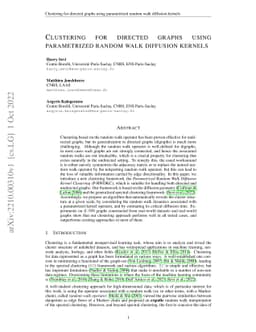 Clustering for directed graphs using parametrized random walk diffusion
  kernels