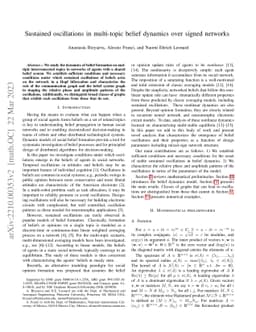 Sustained oscillations in multi-topic belief dynamics over signed
  networks