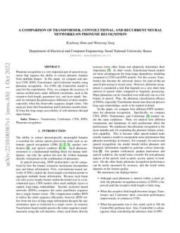 A Comparison of Transformer, Convolutional, and Recurrent Neural
  Networks on Phoneme Recognition