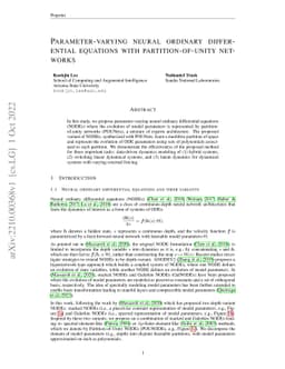 Parameter-varying neural ordinary differential equations with
  partition-of-unity networks