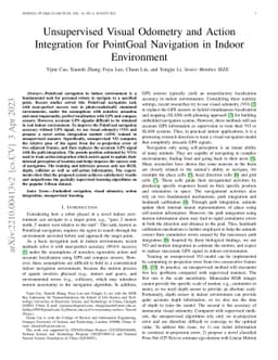 Unsupervised Visual Odometry and Action Integration for PointGoal
  Navigation in Indoor Environment
