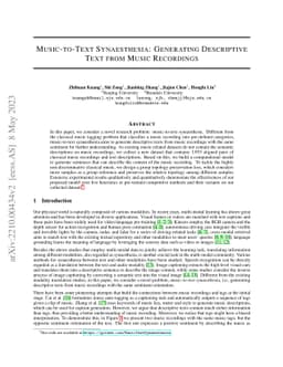 Music-to-Text Synaesthesia: Generating Descriptive Text from Music
  Recordings