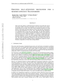 Grouped self-attention mechanism for a memory-efficient Transformer