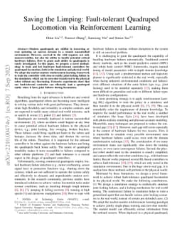 Saving the Limping: Fault-tolerant Quadruped Locomotion via
  Reinforcement Learning