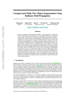 Unsupervised Multi-View Object Segmentation Using Radiance Field
  Propagation