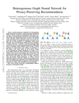 Heterogeneous Graph Neural Network for Privacy-Preserving Recommendation