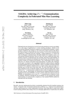 SAGDA: Achieving $\mathcal{O}(ε^{-2})$ Communication Complexity
  in Federated Min-Max Learning