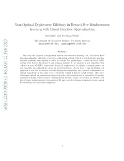 Near-Optimal Deployment Efficiency in Reward-Free Reinforcement Learning
  with Linear Function Approximation