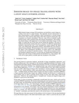Smooth image-to-image translations with latent space interpolations