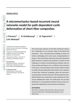 A micromechanics-based recurrent neural networks model for
  path-dependent cyclic deformation of short fiber composites