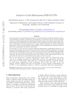 Analysis of (sub-)Riemannian PDE-G-CNNs