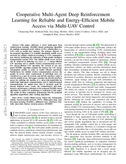 Cooperative Multi-Agent Deep Reinforcement Learning for Reliable and
  Energy-Efficient Mobile Access via Multi-UAV Control