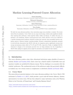 Machine Learning-Powered Course Allocation