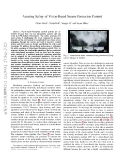 Assuring Safety of Vision-Based Swarm Formation Control